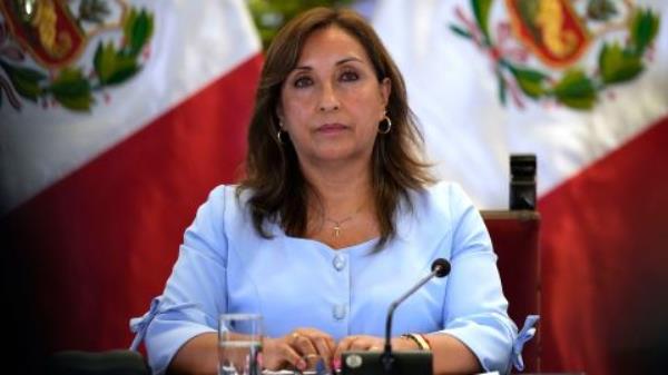 Peruvian President Dina Boloart holds a press co<em></em>nference at the Government Palace in Lima, Peru, on February 10, 2023. 